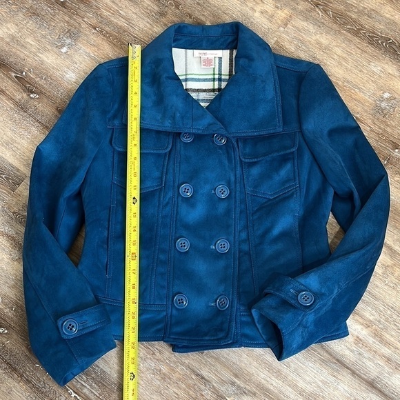 Nine and Company Faux Suede Teal Jacket Coat Plaid Flannel Liner size Medium - Picture 9 of 16